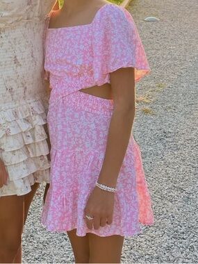 Joyous and Free Girls Tween Pink Flower Dress Size 8
